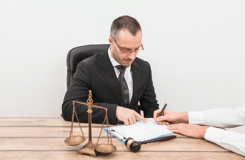 lawyer with a client