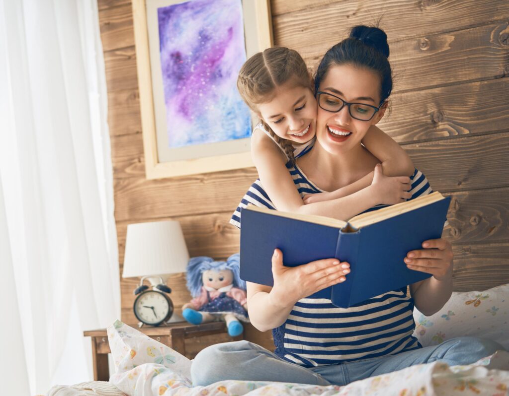 mother reading a book