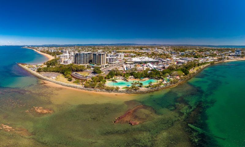 Aerial drone view of Settlement Cove Lagoon, Redcliffe, Australi family lawyers caloundra
